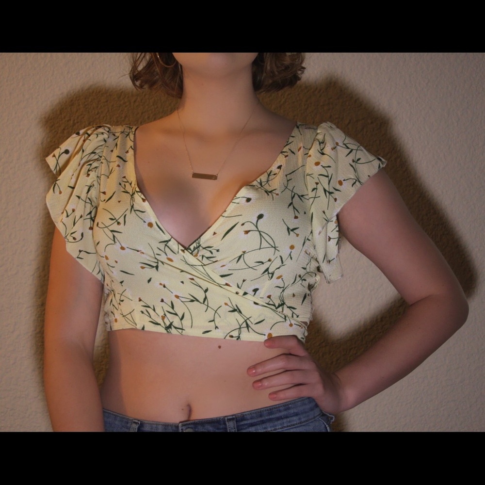 Floral Self Tie Wrap Crop Top